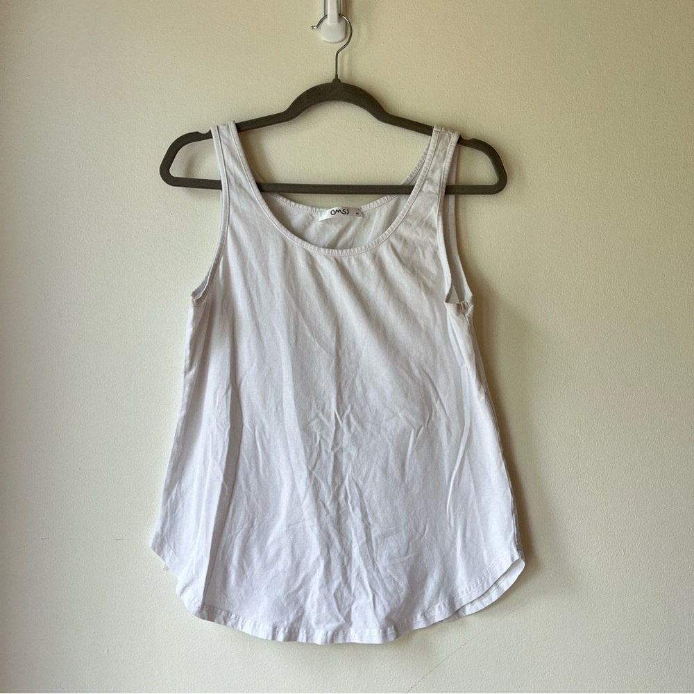 White Cotton Stretch Tank Top Women’s Medium | Soft Basic Layering Tee Summer